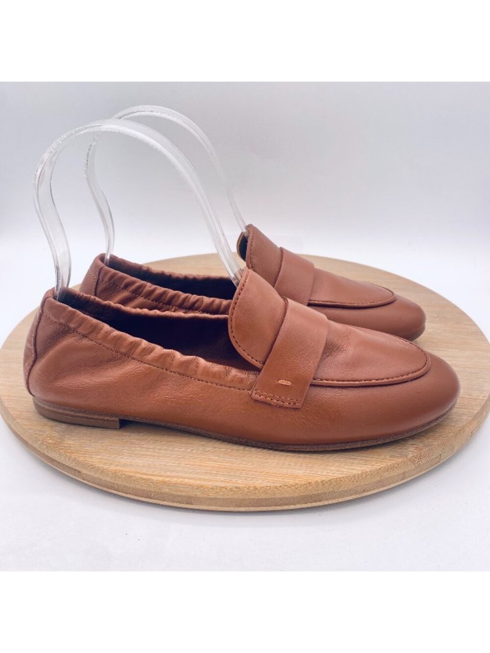 Quince Shoes Womens 5 Brown Leather Slip On Comfort Ballet Flats Minimalist